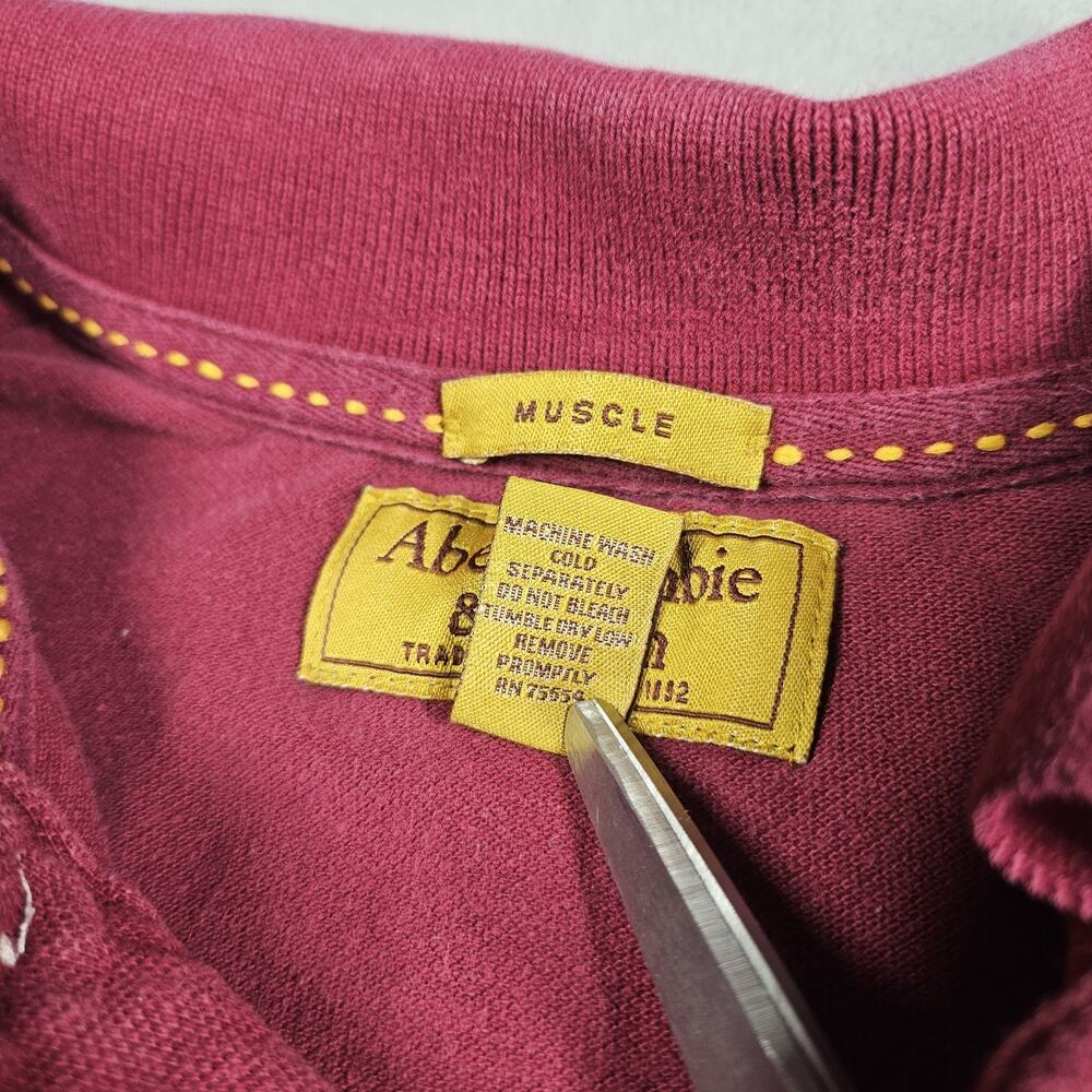 Vintage Abercrombie & Fitch Muscle Polo Shirt Mens XL Red Preppy Long Sleeve Y2K - Picture 10 of 16